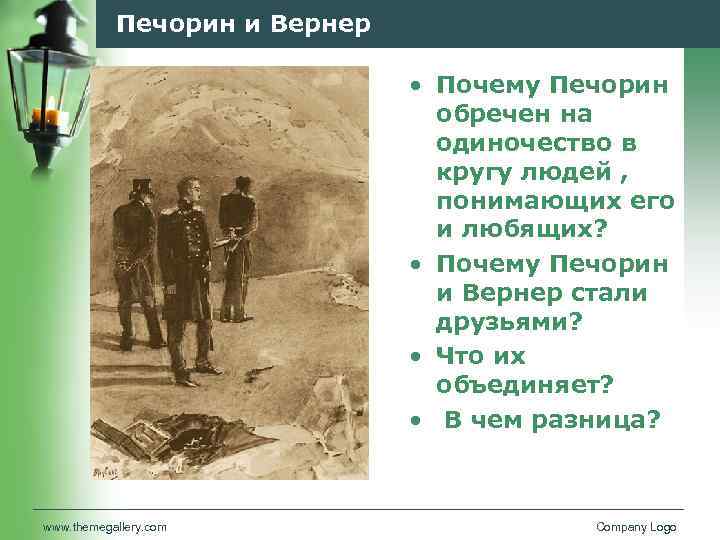 Печорин и Вернер • Почему Печорин обречен на одиночество в кругу людей , понимающих