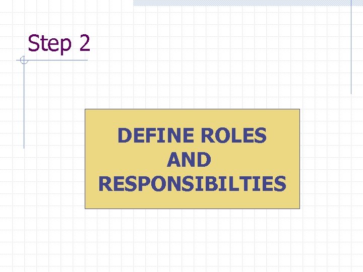 Step 2 DEFINE ROLES AND RESPONSIBILTIES 