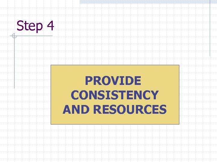 Step 4 PROVIDE CONSISTENCY AND RESOURCES 