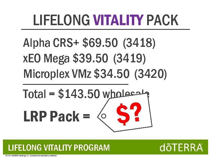 LIFELONG VITALITY PACK Alpha CRS+ $69. 50 (3418) x. EO Mega $39. 50 (3419)