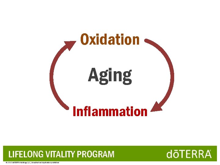 Oxidation Aging Inflammation LIFELONG VITALITY PROGRAM © 2010 dōTERRA Holdings, LLC, Unauthorized duplication prohibited