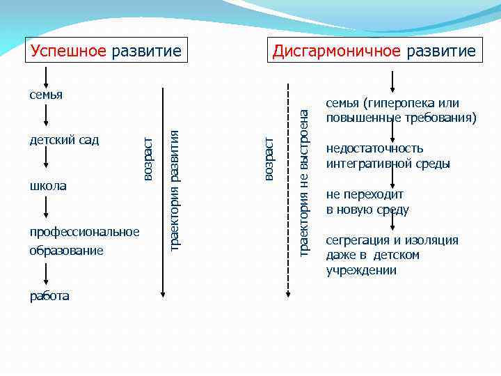 Успешное развитие Дисгармоничное развитие образование работа траектория не выстроена профессиональное возраст школа траектория развития