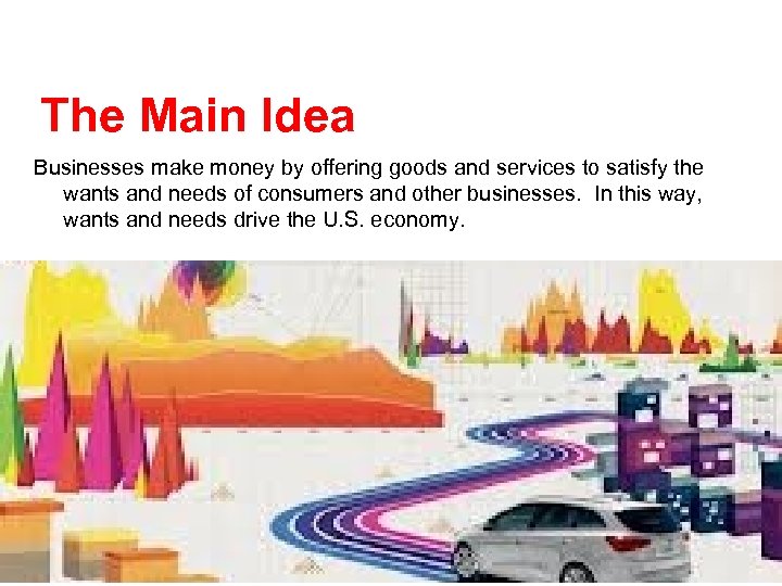 The Main Idea Businesses make money by offering goods and services to satisfy the