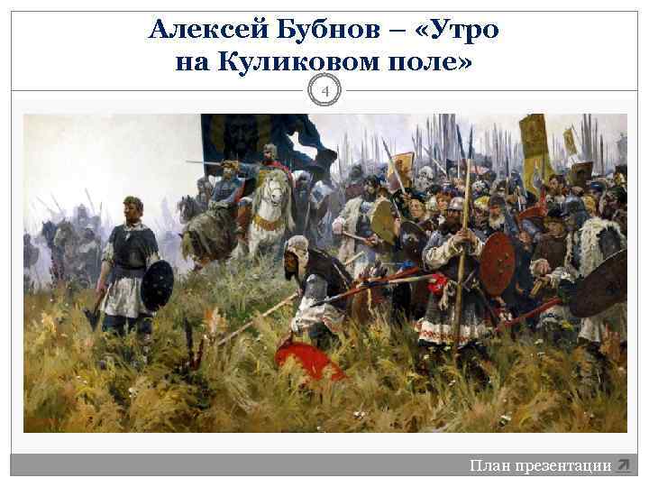 Алексей Бубнов – «Утро на Куликовом поле» 4 План презентации 