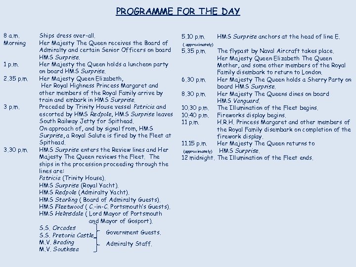 PROGRAMME FOR THE DAY 8 a. m. Morning 1 p. m. 2. 35 p.