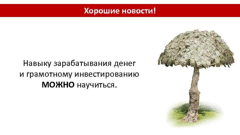 Хорошие новости! Навыку зарабатывания денег и грамотному инвестированию МОЖНО научиться. 