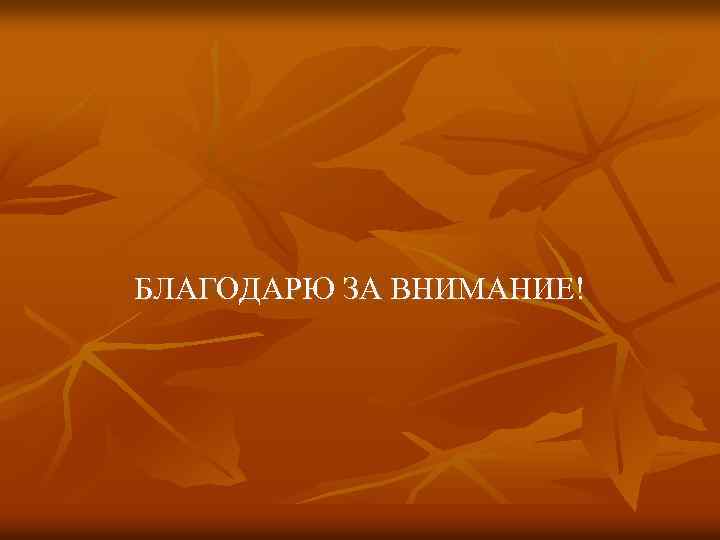 БЛАГОДАРЮ ЗА ВНИМАНИЕ! 