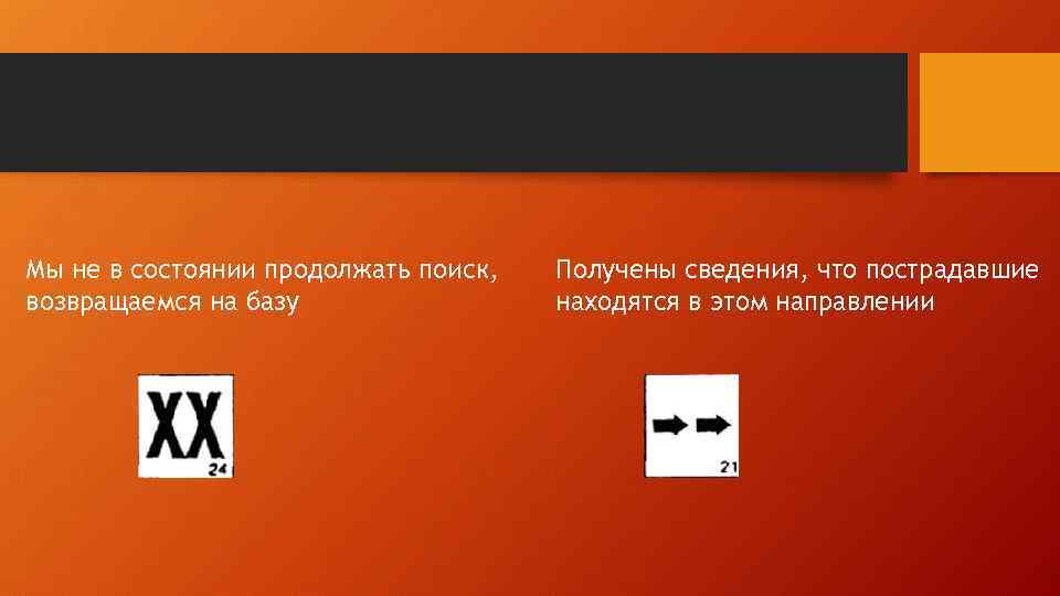 Мы не в состоянии продолжать поиск, возвращаемся на базу Получены сведения, что пострадавшие находятся