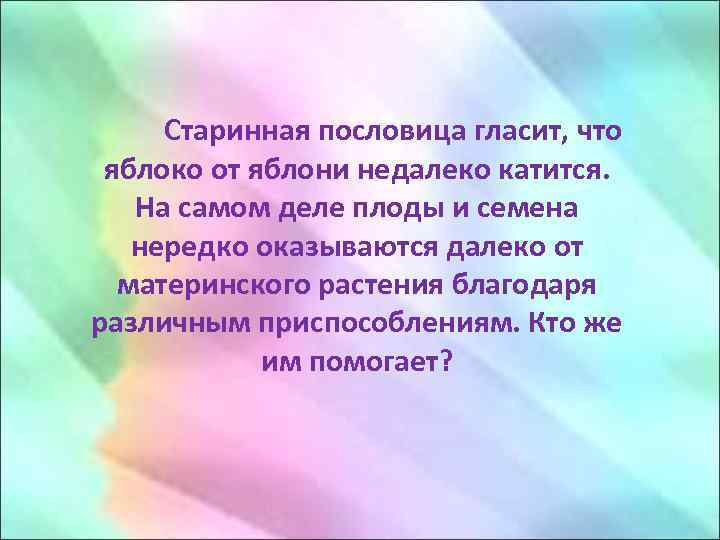 Старинная пословица гласит, что яблоко от яблони недалеко катится. На самом деле плоды и