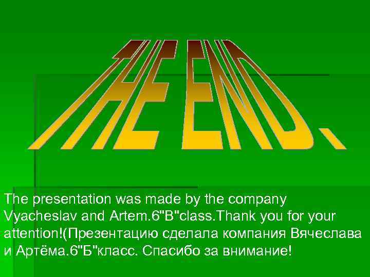 The presentation was made by the company Vyacheslav and Artem. 6