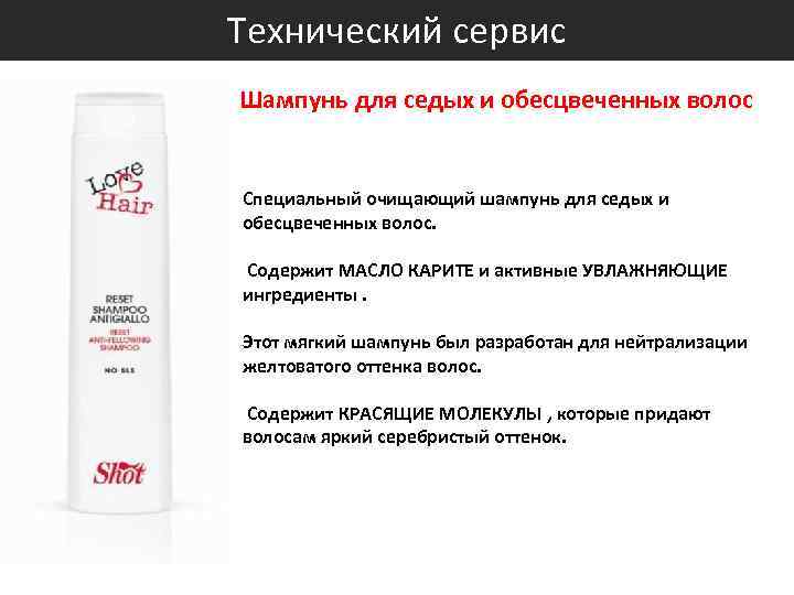 Технический сервис Шампунь для седых и обесцвеченных волос Специальный очищающий шампунь для седых и