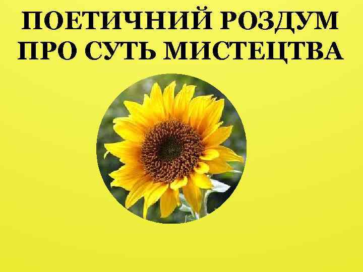 ПОЕТИЧНИЙ РОЗДУМ ПРО СУТЬ МИСТЕЦТВА 