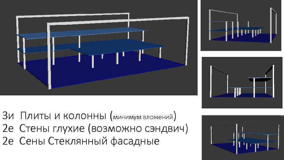 3 и Плиты и колонны (минимум вложений) 2 е Стены глухие (возможно сэндвич) 2
