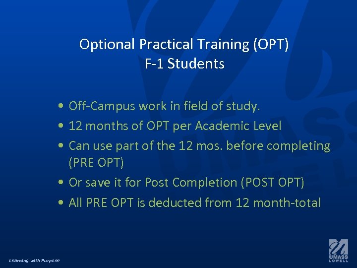 Optional Practical Training OPT F-1 Students Off-Campus