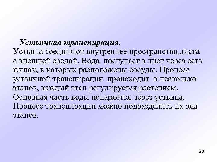 Интенсивность транспирации листьев