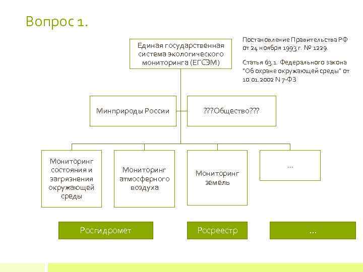 Какое министерство осуществляет общее руководство государственной системы экологического мониторинга