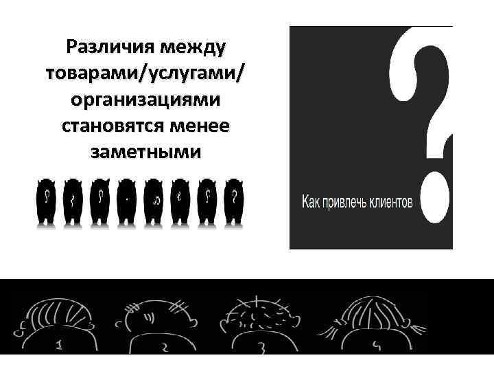 Различия между товарами/услугами/ организациями становятся менее заметными 