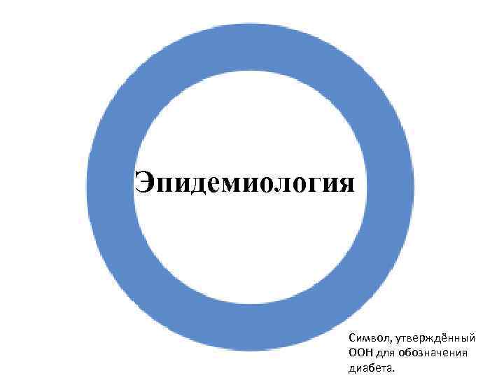 Эпидемиология Символ, утверждённый ООН для обозначения диабета. 