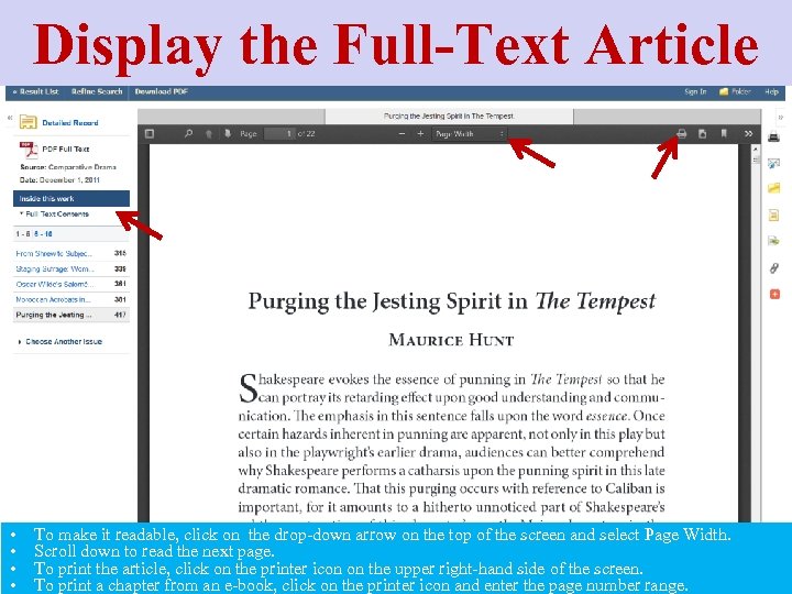 Display the Full-Text Article • • To make it readable, click on the drop-down