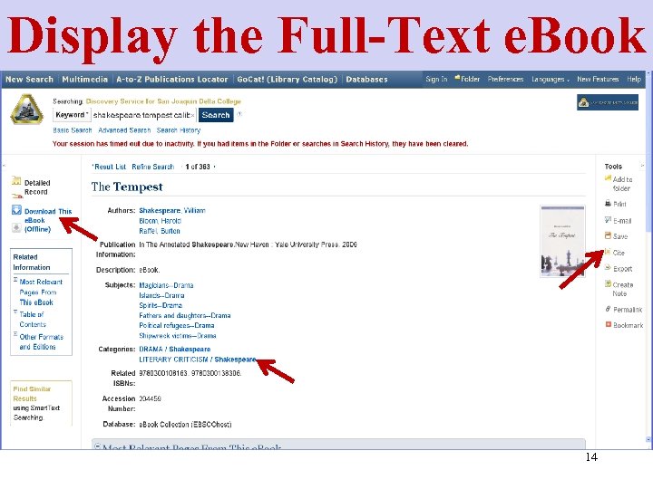 Display the Full-Text e. Book 14 