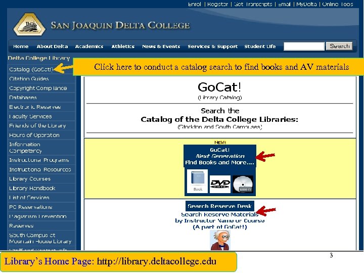 Click here to conduct a catalog search to find books and AV materials Library’s