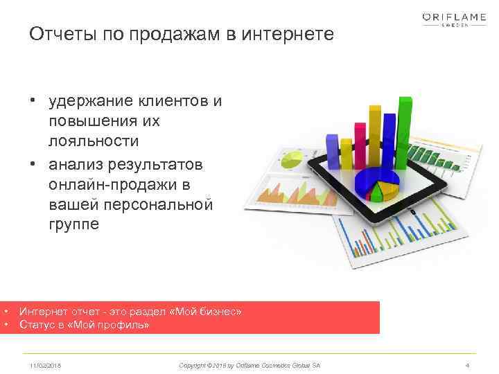 Отчеты по продажам в интернете • удержание клиентов и повышения их лояльности • анализ