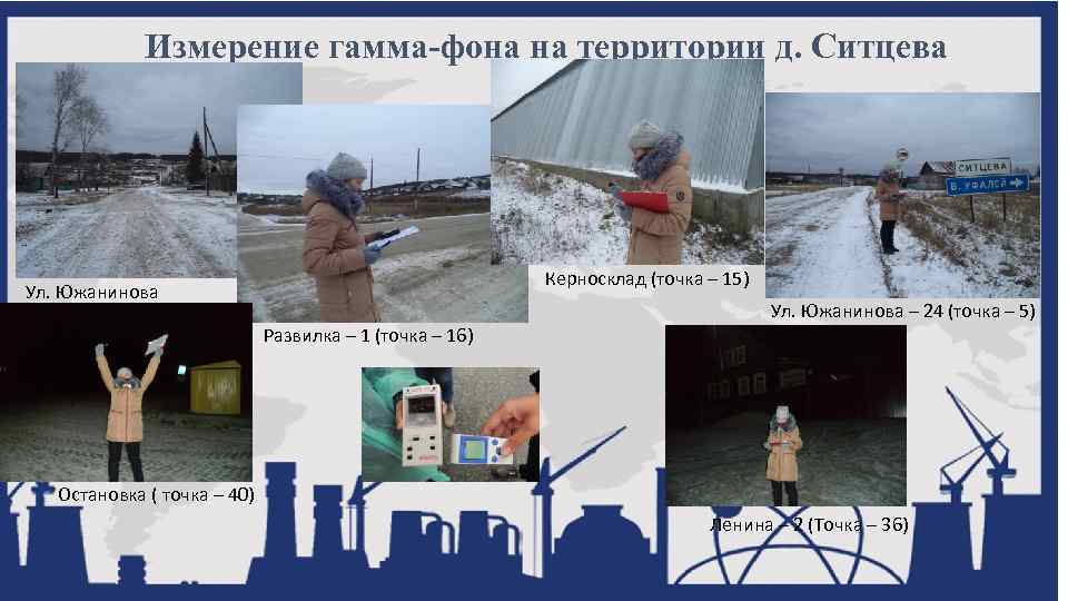 Измерение гамма-фона на территории д. Ситцева Керносклад (точка – 15) Ул. Южанинова – 24