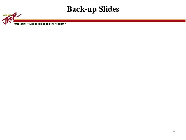 Back-up Slides “Motivating young people to be better citizens” 14 