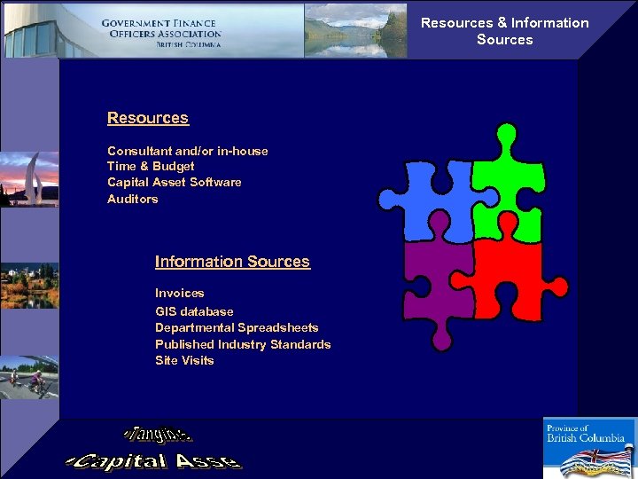 Resources & Information Sources Resources Consultant and/or in-house Time & Budget Capital Asset Software