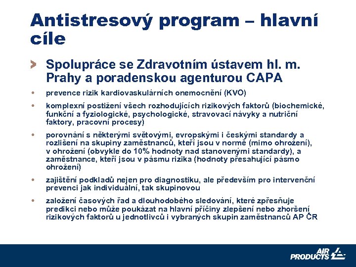 Antistresový program – hlavní cíle > Spolupráce se Zdravotním ústavem hl. m. Prahy a