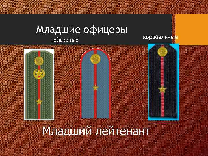 Младшие офицеры войсковые корабельные Младший лейтенант 