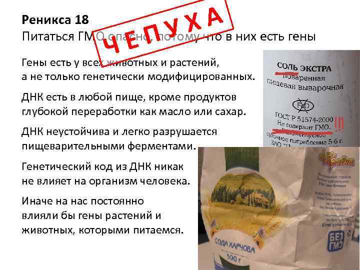 ХА ПУ Реникса 18 Питаться ГМО опасно, потому что в них есть гены ЧЕ