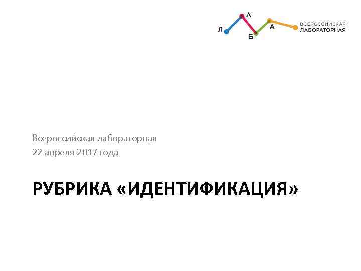 Всероссийская лабораторная 22 апреля 2017 года РУБРИКА «ИДЕНТИФИКАЦИЯ» 