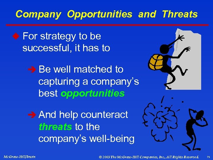 Company Opportunities and Threats u For strategy to be successful, it has to è