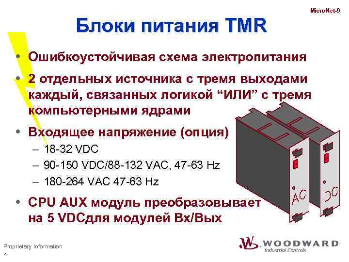 Micro. Net-9 Блоки питания TMR Ошибкоустойчивая схема электропитания 2 отдельных источника с тремя выходами