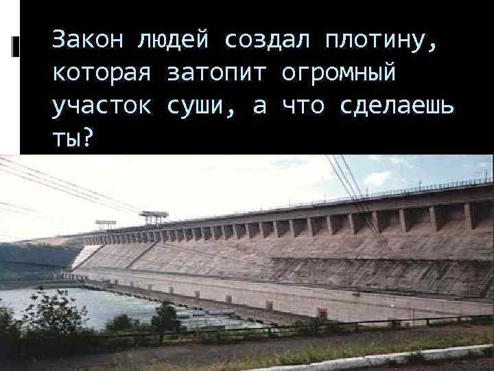 Закон людей создал плотину, которая затопит огромный участок суши, а что сделаешь ты? 