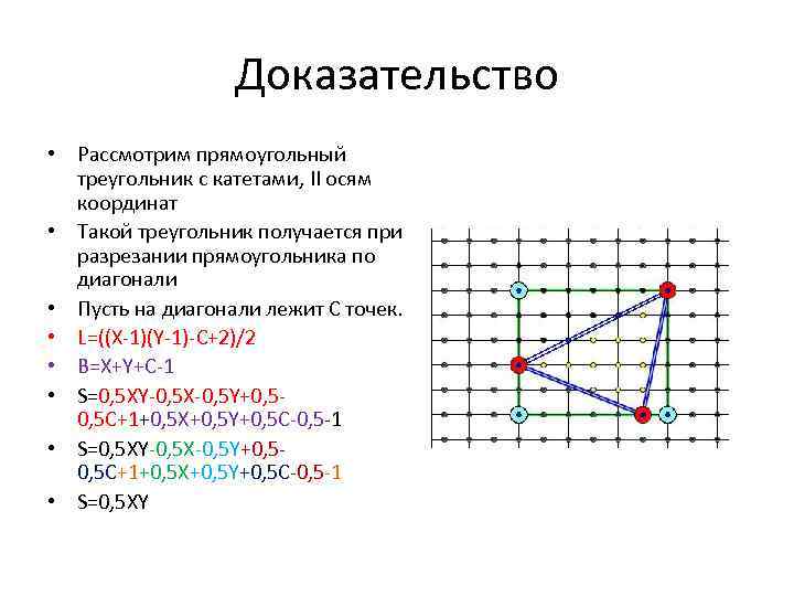 Доказательство • Рассмотрим прямоугольный треугольник с катетами, II осям координат • Такой треугольник получается