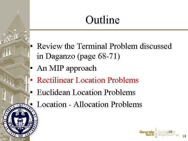 Outline • Review the Terminal Problem discussed in Daganzo (page 68 -71) • An