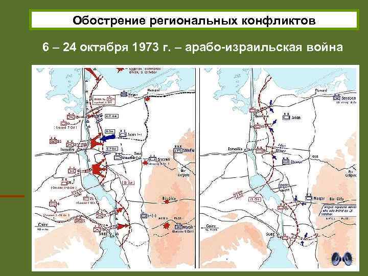 Обострение региональных конфликтов 6 – 24 октября 1973 г. – арабо-израильская война 