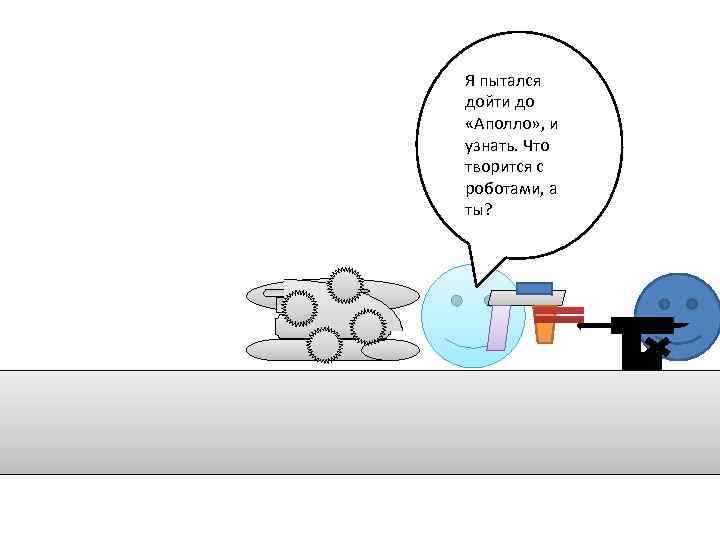 Я пытался дойти до «Аполло» , и узнать. Что творится с роботами, а ты?