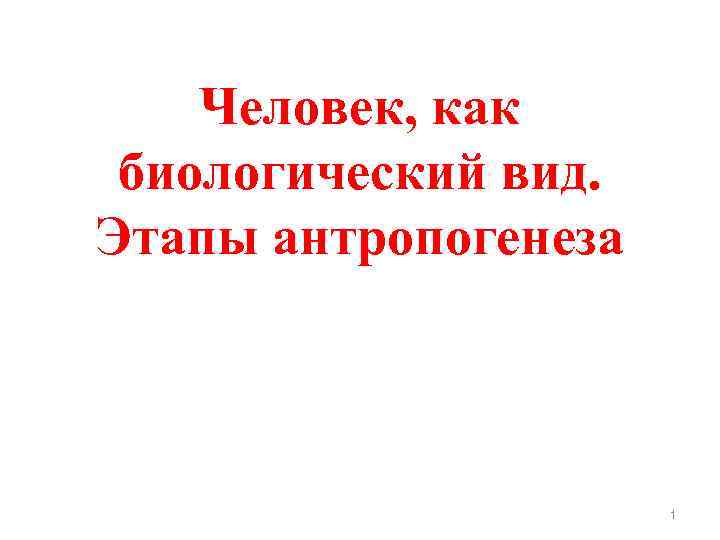 Человек, как биологический вид. Этапы антропогенеза 1 