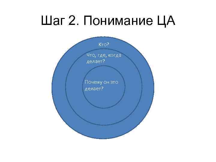 Шаг 2. Понимание ЦА Кто? Что, где, когда делает? Почему он это делает? 