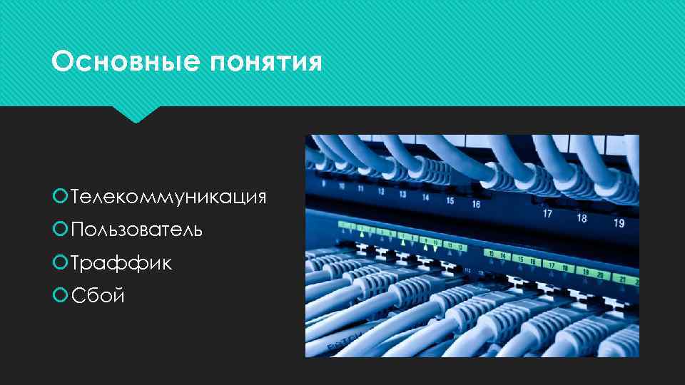 Основные понятия Телекоммуникация Пользователь Траффик Сбой 