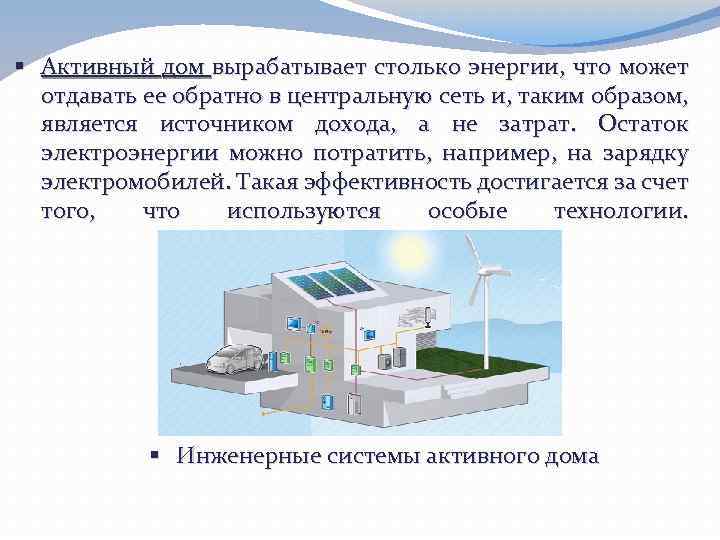 § Активный дом вырабатывает столько энергии, что может отдавать ее обратно в центральную сеть