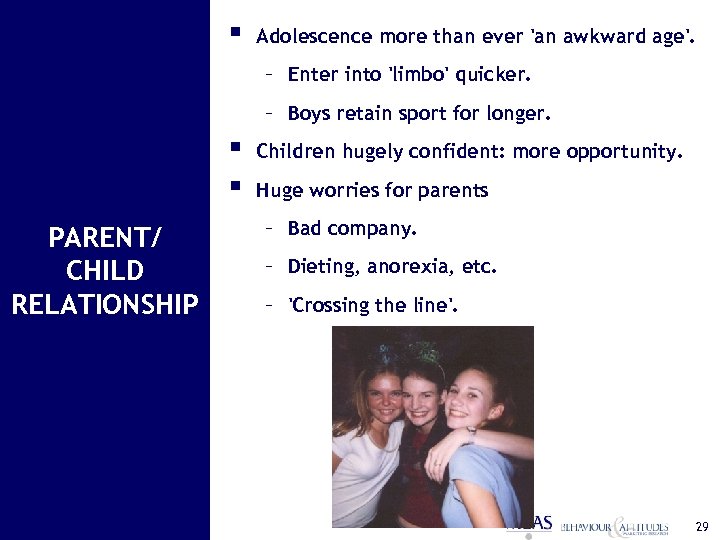 § Adolescence more than ever 'an awkward age'. – Enter into 'limbo' quicker. –