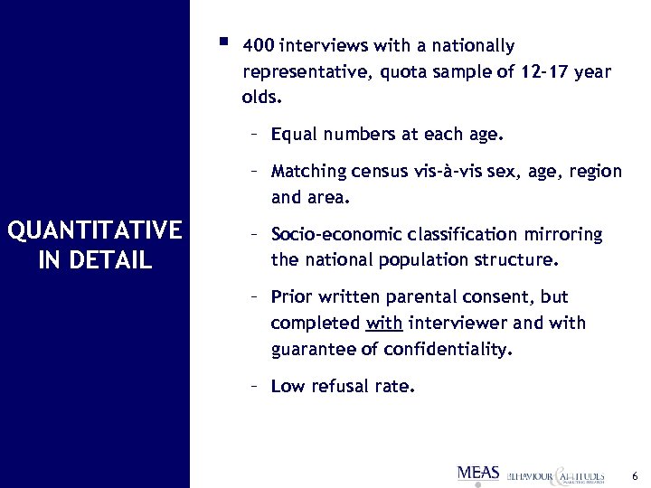 § 400 interviews with a nationally representative, quota sample of 12 -17 year olds.