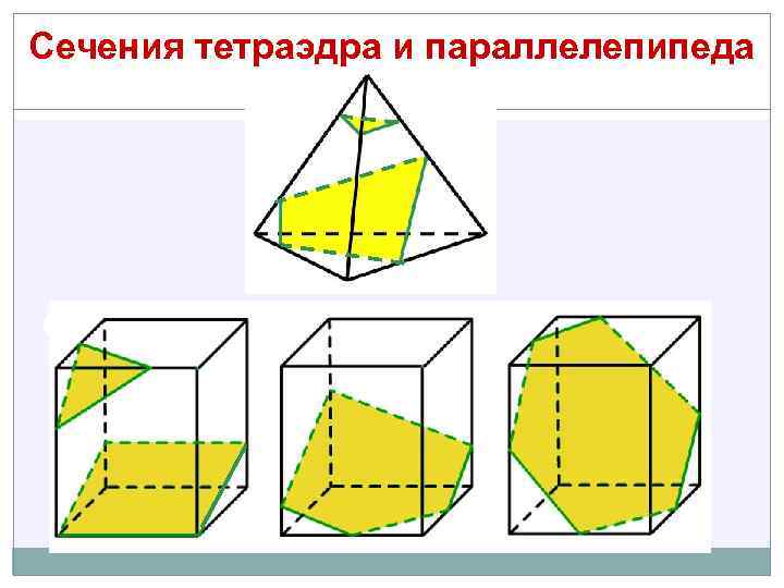 Сечения тетраэдра и параллелепипеда 