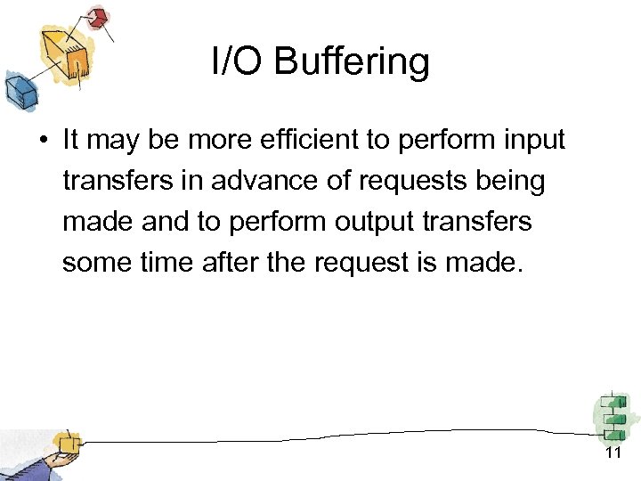 I/O Buffering • It may be more efficient to perform input transfers in advance