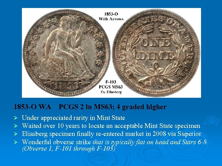 1853 -O WA Ø Ø PCGS 2 in MS 63; 4 graded higher Under