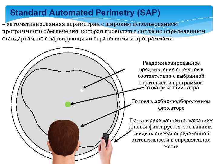 Standard Automated Perimetry (SAP) – автоматизированная периметрия с широким использованием программного обеспечения, которая проводится